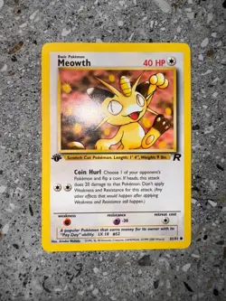 Pokemon TCG Cards 1st Edition Meowth 62/82 Team Rocket - Image 3