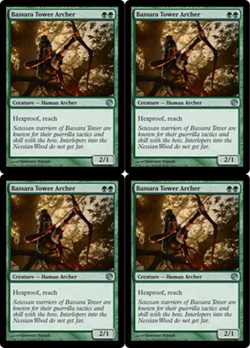 4x MTG 2014 BASSARA TOWER ARCHER - CREATURE UNCOMMON - MAGIC CARD x4 copies - Image 1
