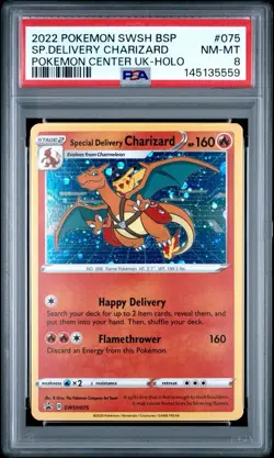 PSA 8 - Special Delivery Charizard SWSH075 SWSH Pokemon Center UK Promo - Image 1