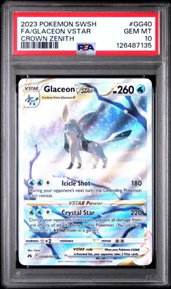 PSA 10 GEM MINT Pokemon Glaceon VSTAR GG40/GG70 - Crown Zenith Full Art 2023 - Image 1