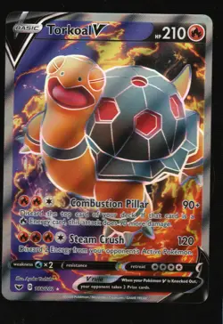 Pokemon Torkoal V (Full Art) SWSH01: Sword & Shield Base Set #188/202 NM - Image 1