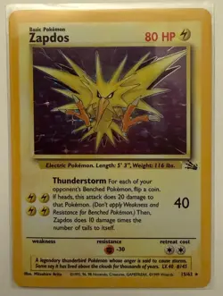 Pokemon Fossil 15/62 Zapdos Holo Rare NEAR MINT-MINT - Image 1