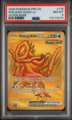 2025 POKEMON PRE EN-PRISMATIC EVOLUTIONS HYPER RARE #178 WALKING WAKE EX PSA 8 - Image 1
