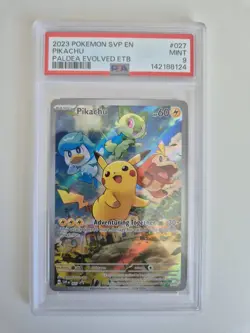PSA 9 Pikachu 027 S&V Paldea Evolved ETB Promo Black Star Promo Pokemon MINT - Image 1