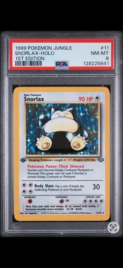 1999 Pokemon Jungle Snorlax Holo 1st Edition #11 PSA 8 NM Mint - Image 1