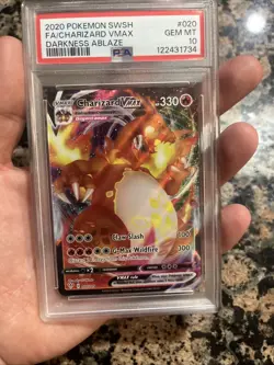 Pokemon TCG Charizard VMAX Darkness Ablaze Holo Ultra Rare Card PSA 10, 020/189! - Image 1
