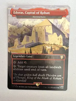 Edoras, Capital of Rohan Commander LotR Borderless Foil Rare Land 518 MTG NM - Image 1