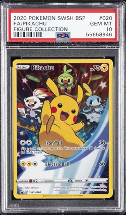 2020 POKEMON SWSH BLACK STAR PROMO FIGURE COLL #020 FULL ART/PIKACHU PSA 10 - Image 1