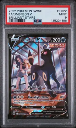 Pokemon Umbreon v Trainer Gallery Full Art Brilliant Stars TG22/TG30 Mint PSA 9 - Image 1