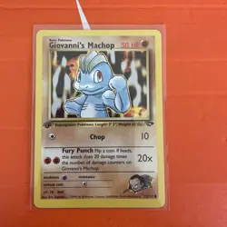 Pokemon TCG Giovanni's Machop 72/132 1st Edition Gym Challenge Common WOTC - Image 1