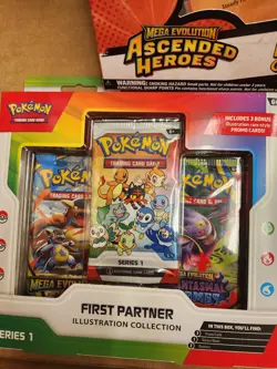 Pokemon TCG Mega Evolution Ascended Heroes First Partner Pin &2 illustration pak - Image 4