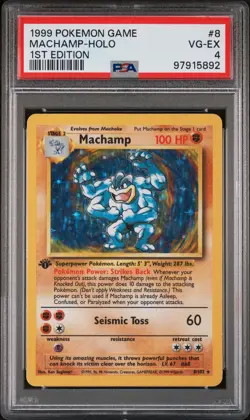 1999 POKEMON BASE SET 1ST EDITION #8 MACHAMP-HOLO PSA 4 - Image 1