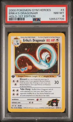 2000 POKEMON GYM HEROES HOLO-1ST ED #4 ERIKA'S DRAGONAIR PSA 8 - Image 1