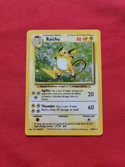 Pokemon: Raichu #12/102 Base Set 2 Holo Rare 2000 WOTC - Vintage LP - C28 - Image 1