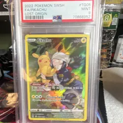 Pokemon Pikachu Full Art Ultra Rare Holo Lost Origin TG05/TG30 PSA 9 English - Image 1