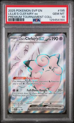 2025 POKEMON SVP EN-SV BLACK STAR PROMO #195 LILLIE'S CLEFAIRY EX PSA 10 - Image 1