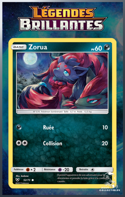 Carte Pokemon Zorua 52/73 SL3.5 Soleil Lune Legendes Brillantes FR - Image 1