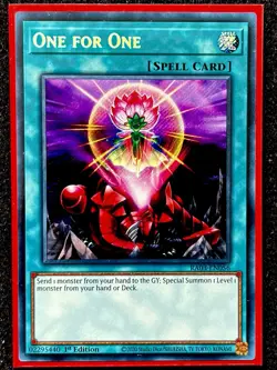 One for One Secret Rare 1st Edition Mint Condition Yu-Gi-Oh! Card [RA03-EN056] - Image 1