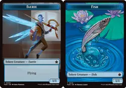 1x Faerie (9) // Fish (10) Token - Foil MTG Foundations NM Magic Foil - Image 1