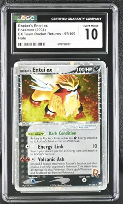 CGC 10 Rocket's Entei ex EX Team Rocket Returns 97/109 Holo Pokemon Card - Image 1