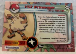 PRIMEAPE CARD #57 POKEMON TRADING CARD COLLECTION TOPPS 1999-2000 - Image 2