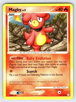 Magby 88/123 2007 D&P Mysterious Treasures Pokemon Card TCG Common - VLP - Image 1