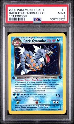 Pokemon 1st Edition Team Rocket Dark Gyarados Holo 8/82 PSA 9 - Image 1
