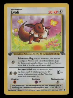 Evoli 51/64 Dschungel 1. Edition Deutsch Pokemon Karten - Eevee Jungle Vintage - Image 1