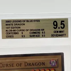 Curse of Dragon 2002 Yu-Gi-Oh LOB-066 BGS 9.5 Gem Mint - 1st Edition Yugioh - Image 3