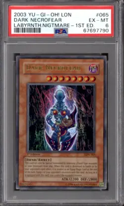 Yugioh Labyrinth Of Nightmare 1st Edition Dark Necrofear LON-065 PSA 6 - Image 1