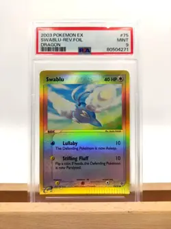 PSA 9 Swablu 75/97 Reverse Foil / Holo Ex Dragon 2003 Pokemon MINT - Image 1