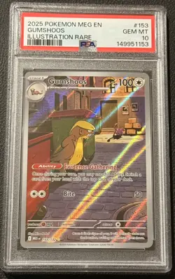 2025 POKEMON MEG EN-MEGA EVOLUTION ILLUSTRATION RARE #153 GUMSHOOS PSA 10 - Image 1