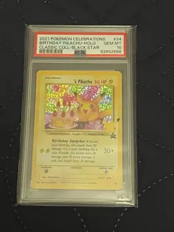 2021 Pokemon Celebrations – Birthday Pikachu #24 Holo PSA 10 - Image 1