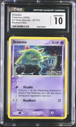 CGC 10 Drowzee EX Delta Species 67/113 Reverse Holo Stamped Pokemon Card - Image 1