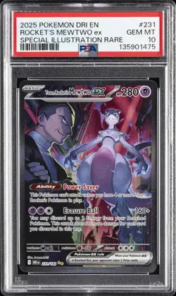 2025 POKEMON DRI EN-DESTINED RIVALS #231 TEAM ROCKET'S MEWTWO EX PSA 10 - Image 1