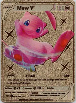 Mew V Premium Gold Foil Fan Art Vinyl Textured Collector Pokemon Prismatic - Image 1