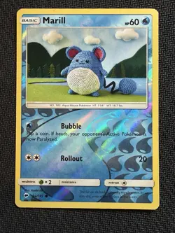 Marill~Reverse Holo (MP)~ Cute Asako Ito Crochet Pokemon Cards Gallery - Image 1