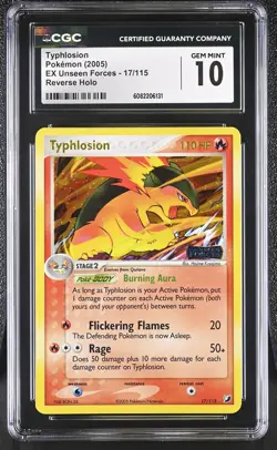 CGC 10 Typhlosion EX Unseen Forces 17/115 Reverse Holo STAMPED Pokemon Card - Image 1