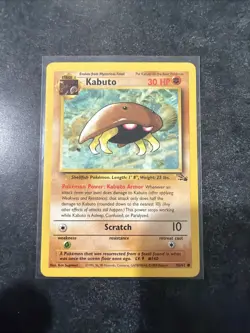 Pokemon TCG Kabuto Fossil Common Card 50/62 Regular - Image 1