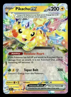 Pikachu ex (Double Rare) 057/191 Pokemon Scarlet Violet Surging Sparks - Image 1