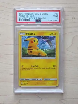 Pikachu 28/73 Cracked Ice Holo 2017 Let's Play Theme Deck Exclusive PSA 9 - Image 1