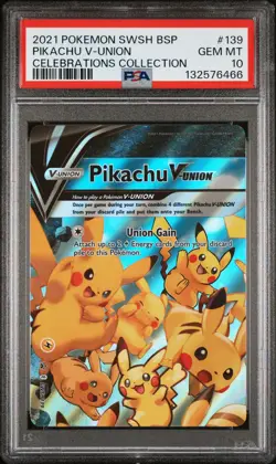 2021 POKEMON SWSH BLACK STAR PROMO CELEBRATIONS COLL #139 PIKACHU V-UNION PSA 10 - Image 1
