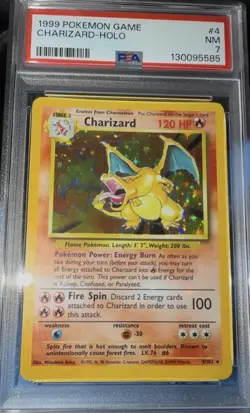 1999 Pokemon CHARIZARD Base Set HOLO Unlimited 4/102 PSA 7 - Holo Bleed Error! - Image 1