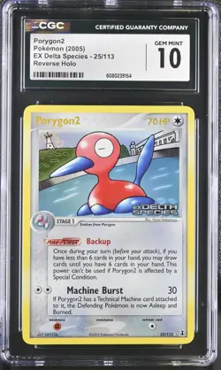 CGC 10 Porygon2 EX Delta Species 25/113 Reverse Holo Stamped Pokemon Card - Image 1