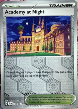 Academy at Night Reverse Holo - 054/064 - Shrouded Fable Pokemon 2024 - Image 1