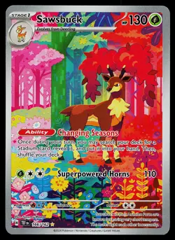 Pokemon Card - Sawsbuck Temporal Forces 166/162 Holo Illustration Rare - Image 1
