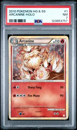 2010 POKEMON HEARTGOLD & SOULSILVER #1 ARCANINE-HOLO PSA 7 - Image 1