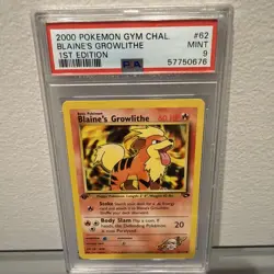 2000 POKEMON GYM CHALLENGE 1ST ED #62 BLAINE'S GROWLITHE PSA 9 - Image 1