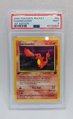 2000 Pokemon Charmander 1st Edition #50/82 Team Rocket PSA 9 Mint 60702603 - Image 1