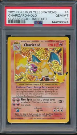 2021 Pokemon Celebrations 4 Charizard Holo Classic Collection Base Set PSA 10 - Image 1